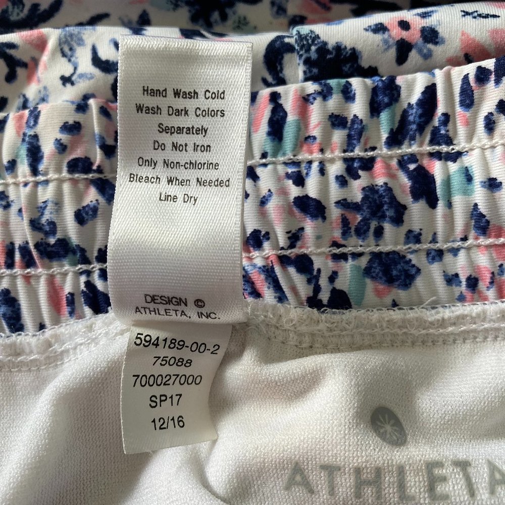 ATHLETA Tulip Wrap Front Swim Shorts with Built-in Bikini Briefs Navy White Pink - Picture 6 of 7